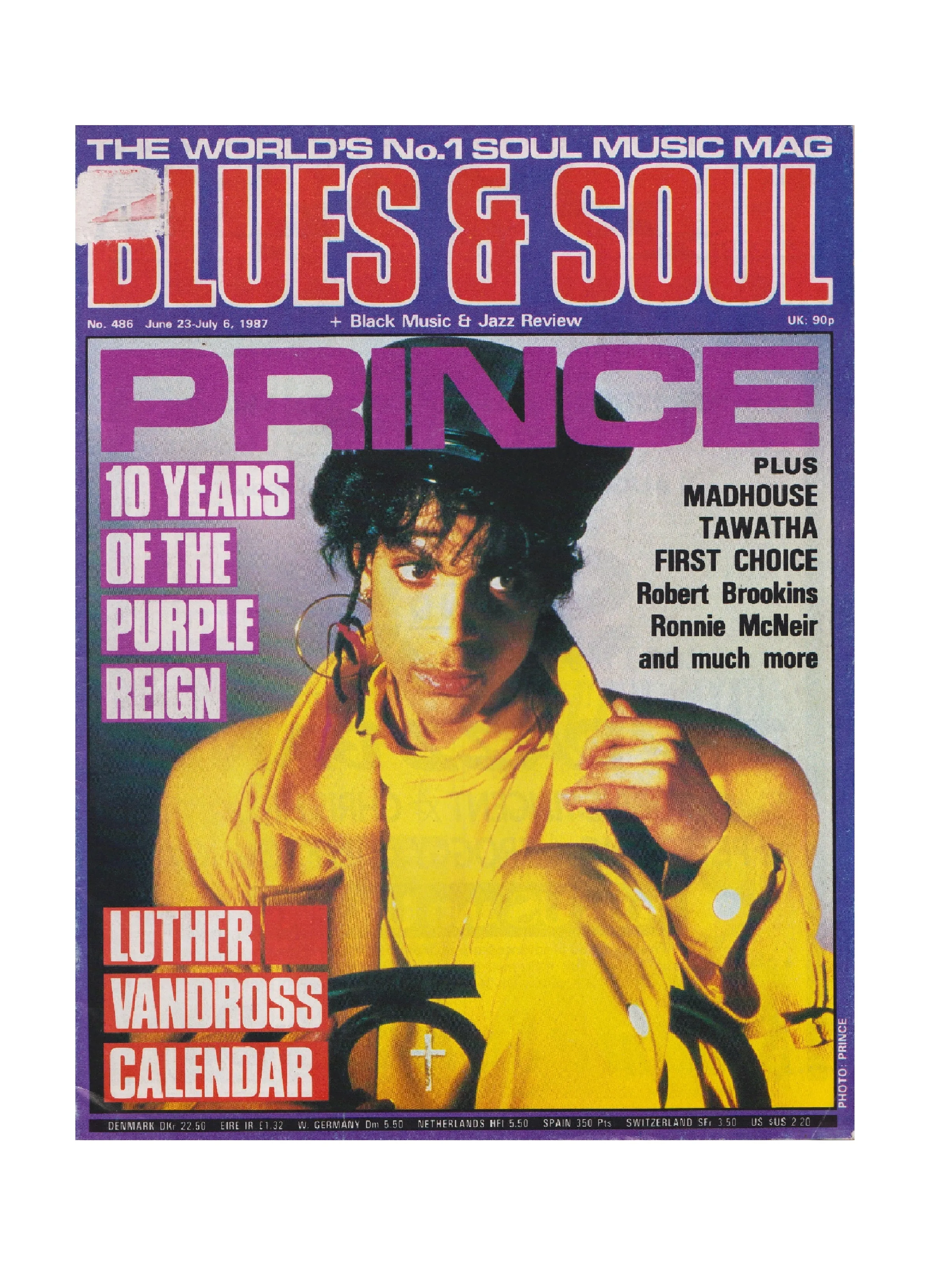 Prince – Magazine Blues & Soul June / July  Prince Cover & 3 Page Article Preloved: 1987