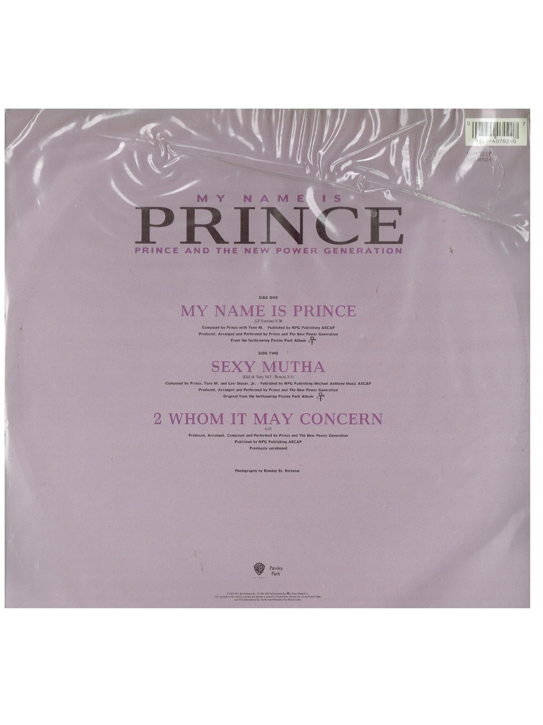 Prince – The New Power Generation - My Name Is Prince Picture Disc 12 Inch Vinyl 1992