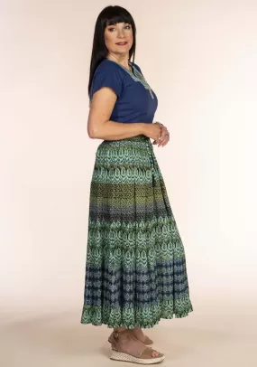 Print Tier Skirt - Blue