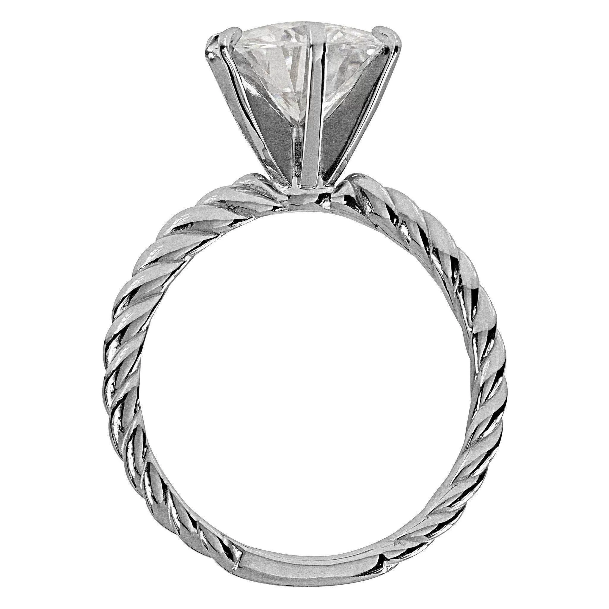 Round Moissanite 6 Prong Braided Rope Solitaire Ring