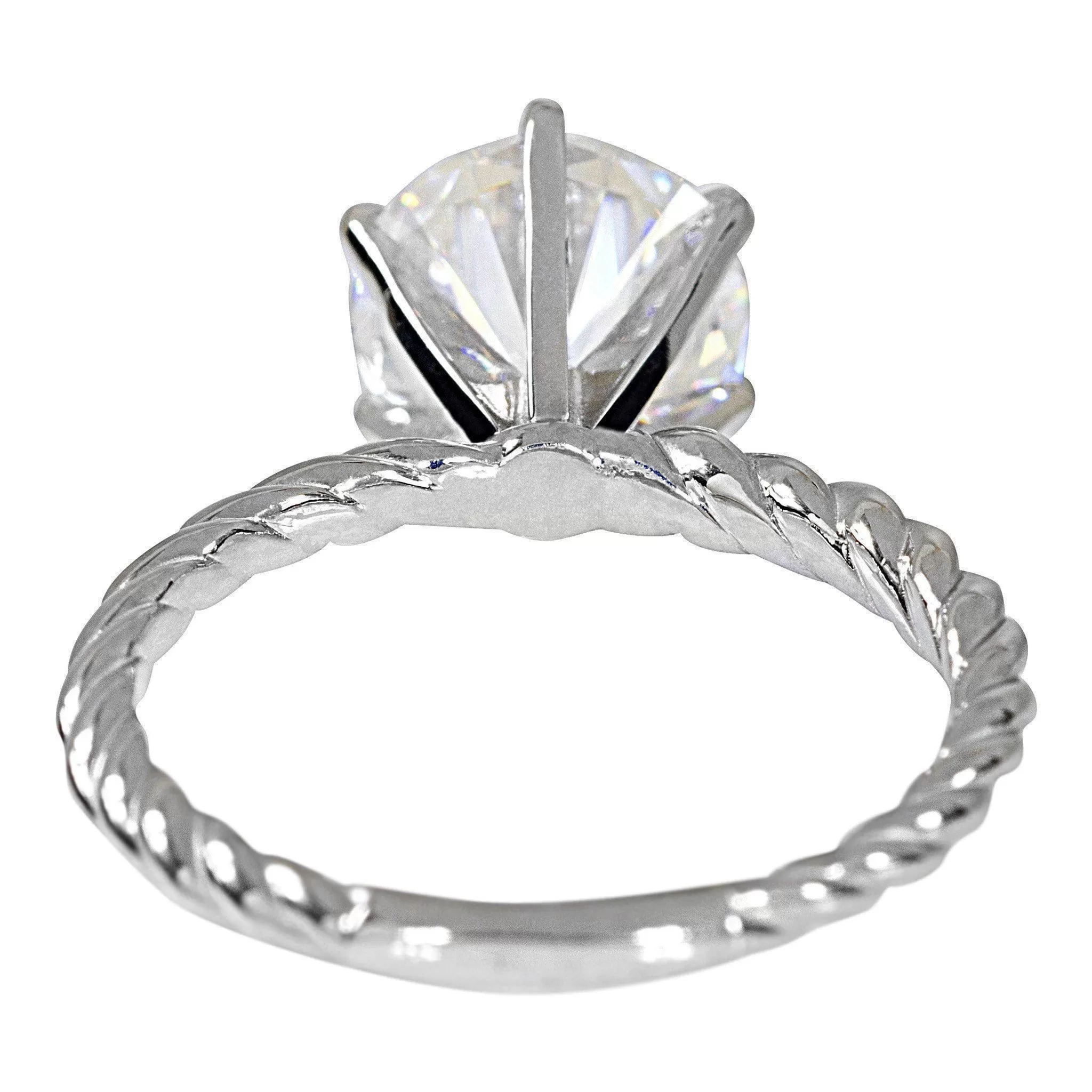 Round Moissanite 6 Prong Braided Rope Solitaire Ring