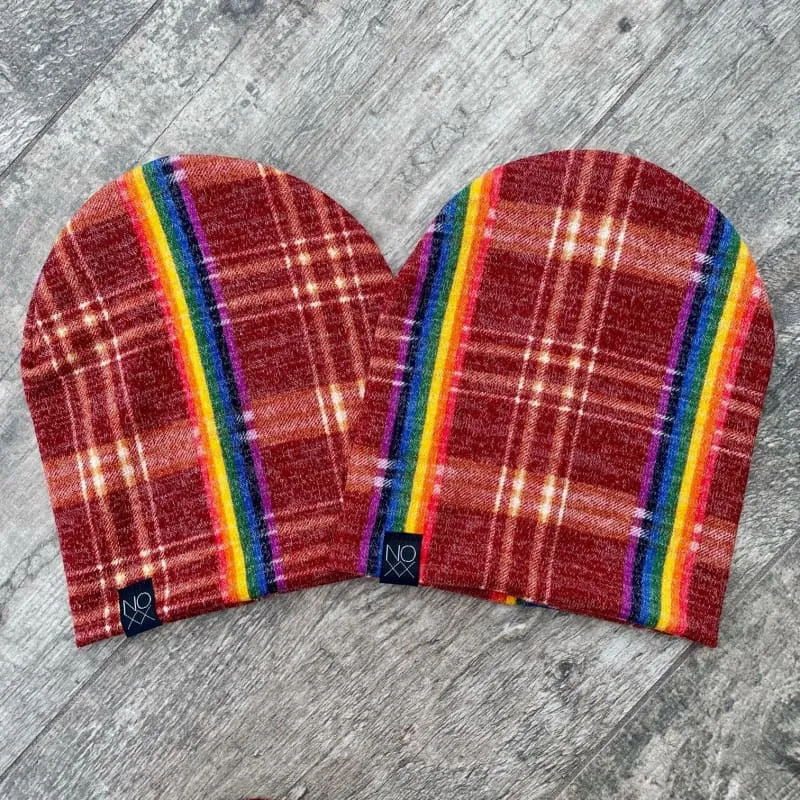 Rust Rainbow Plaid | Sweater Knit Beanie