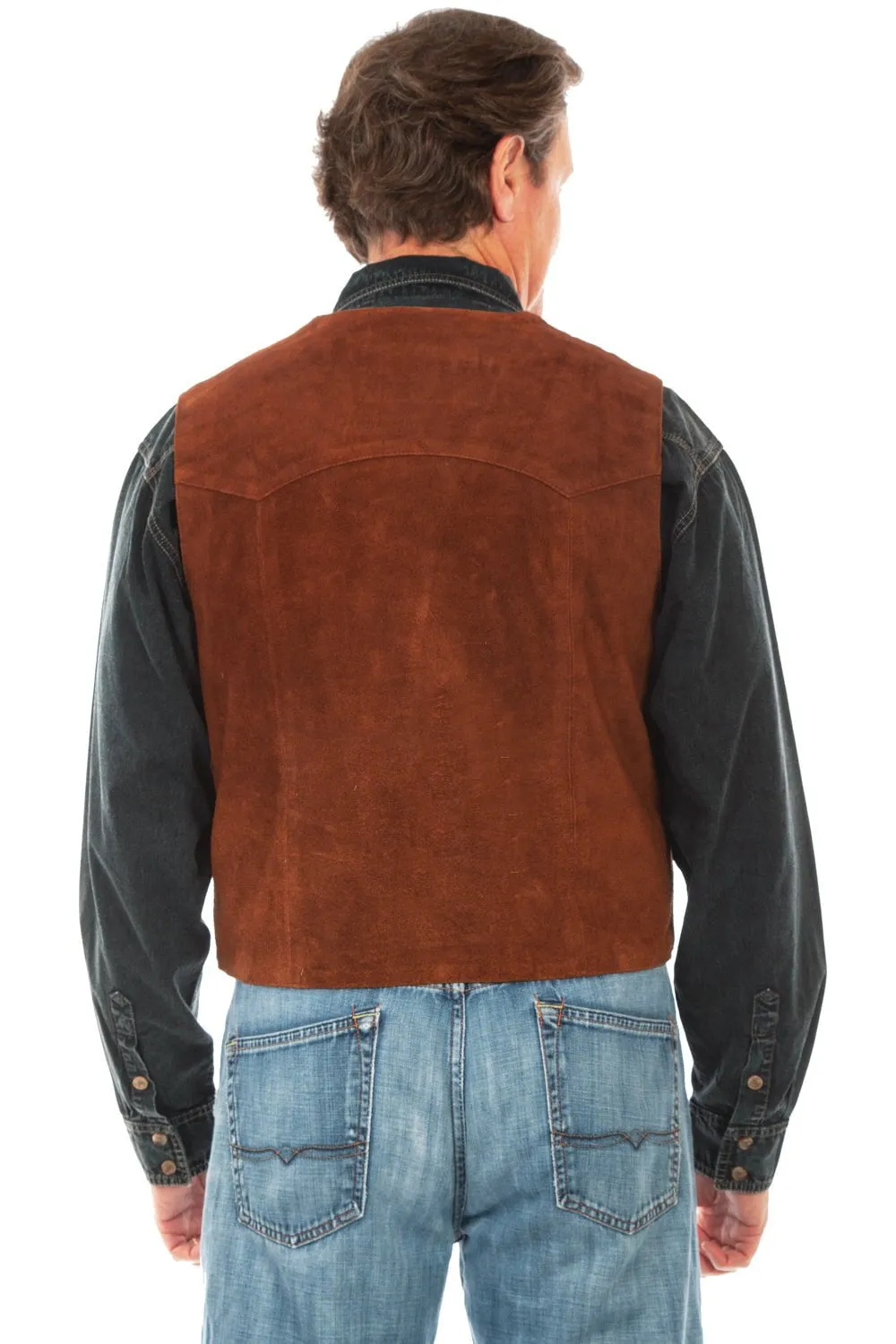 Scully Mens Cafe Brown Leather Lapel Vest