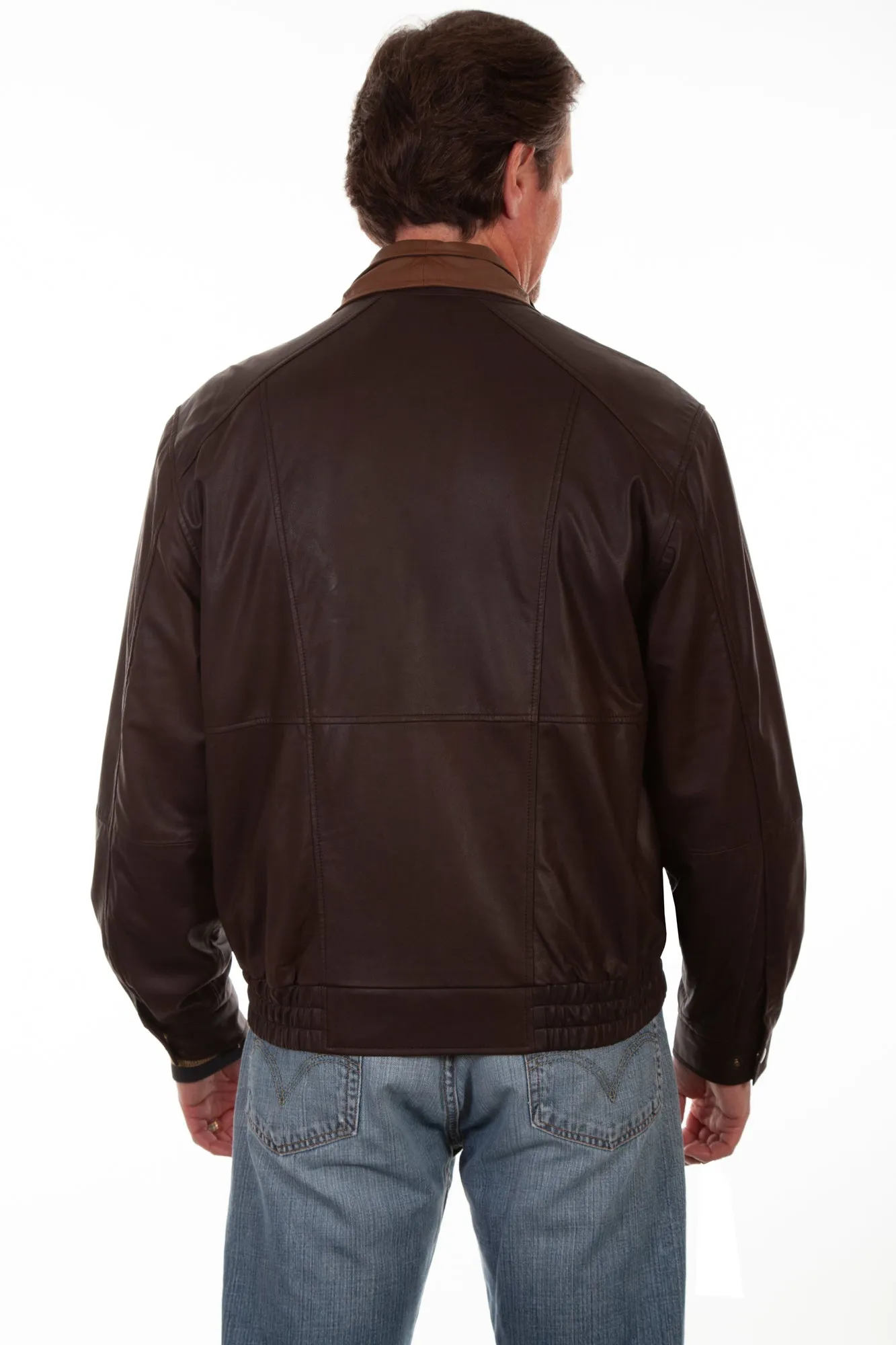 Scully Mens Chocolate/Cognac Leather Bomber Jacket XXL