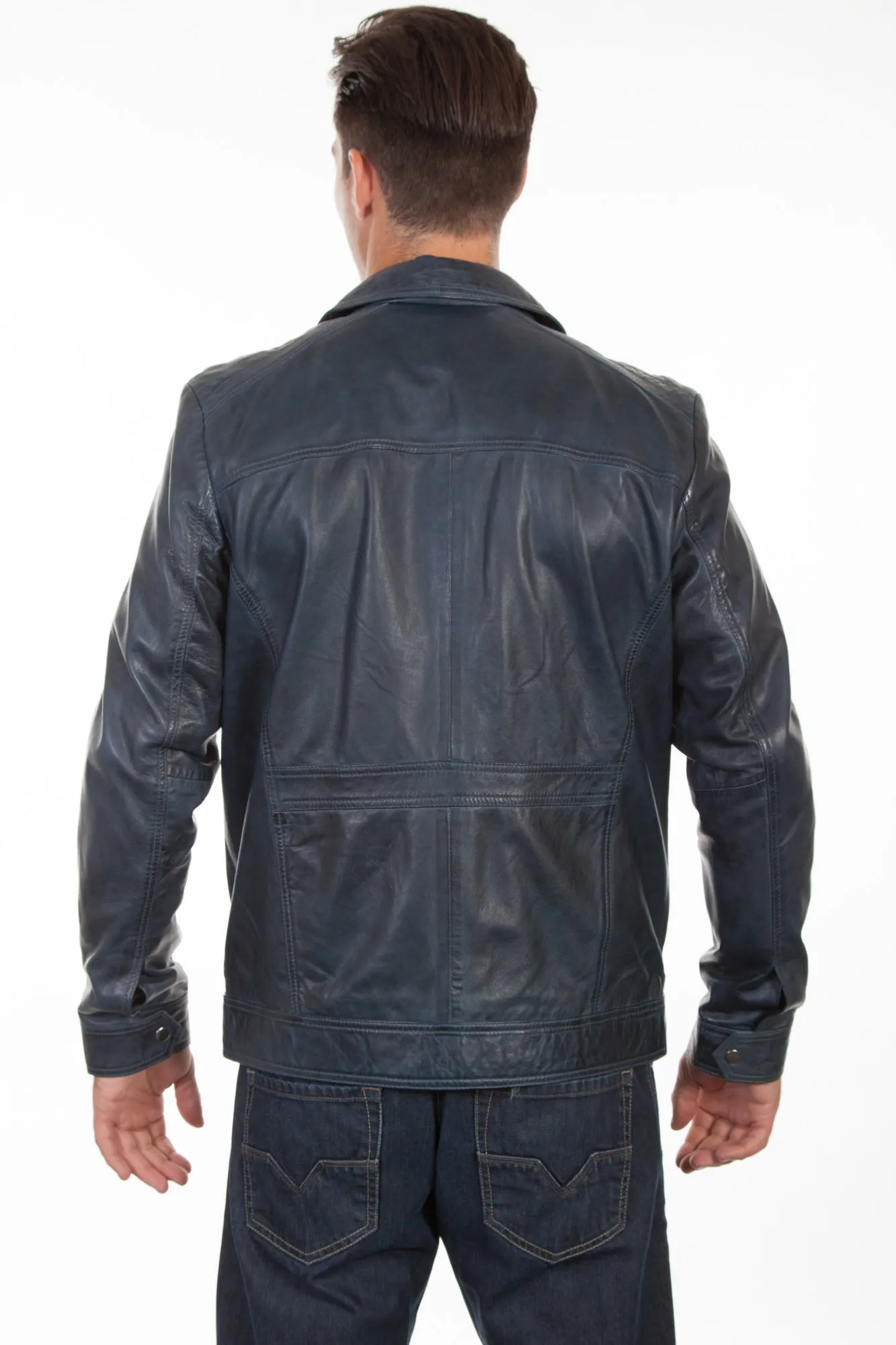 Scully Mens Denim Lamb Leather Retro Jacket