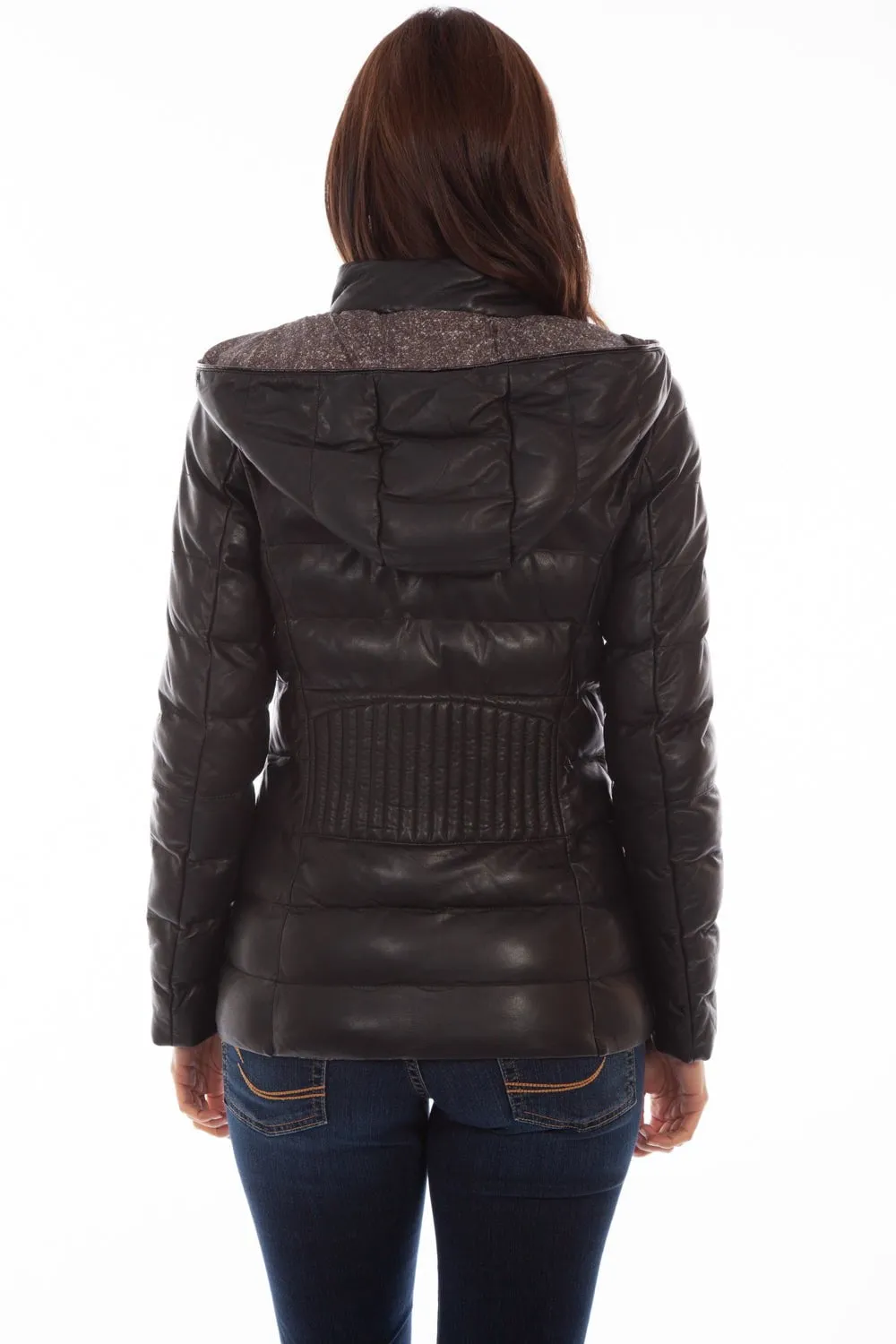 Scully Womens Black Leather Ribbed Jacket