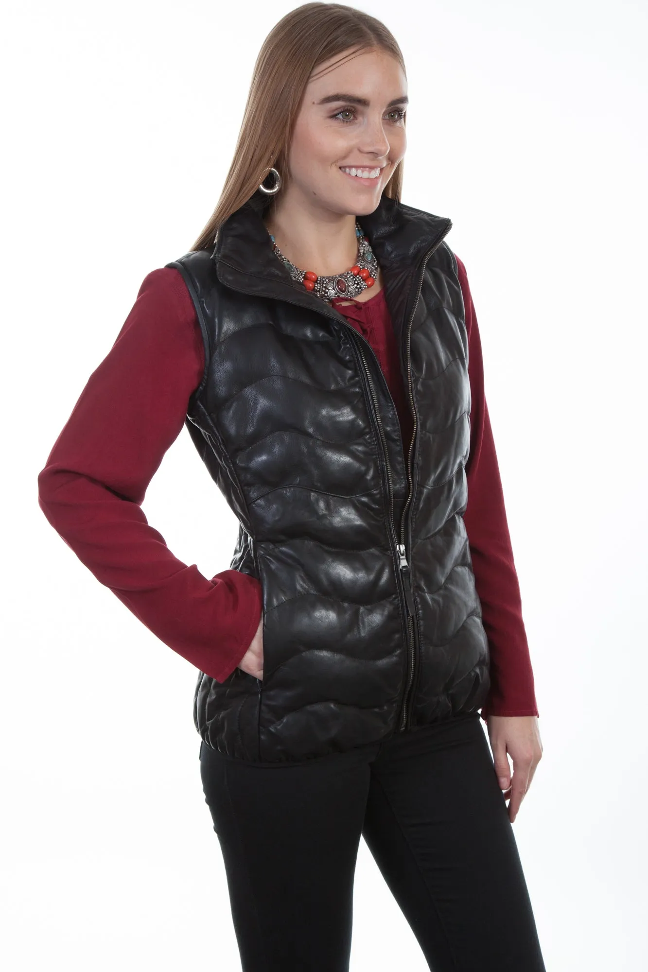 Scully Womens Black Soft Lamb Puffer Vest M