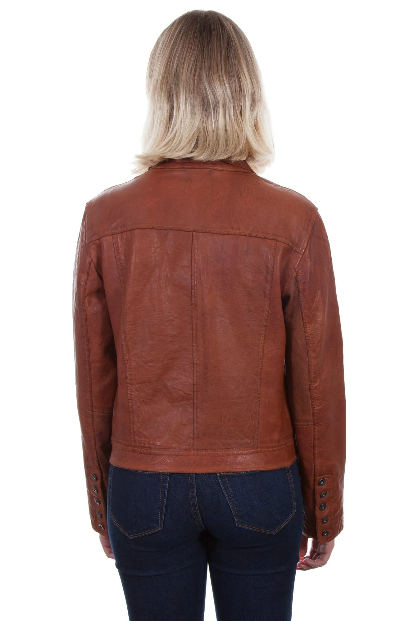 Scully Womens Cognac Leather Jean Jacket