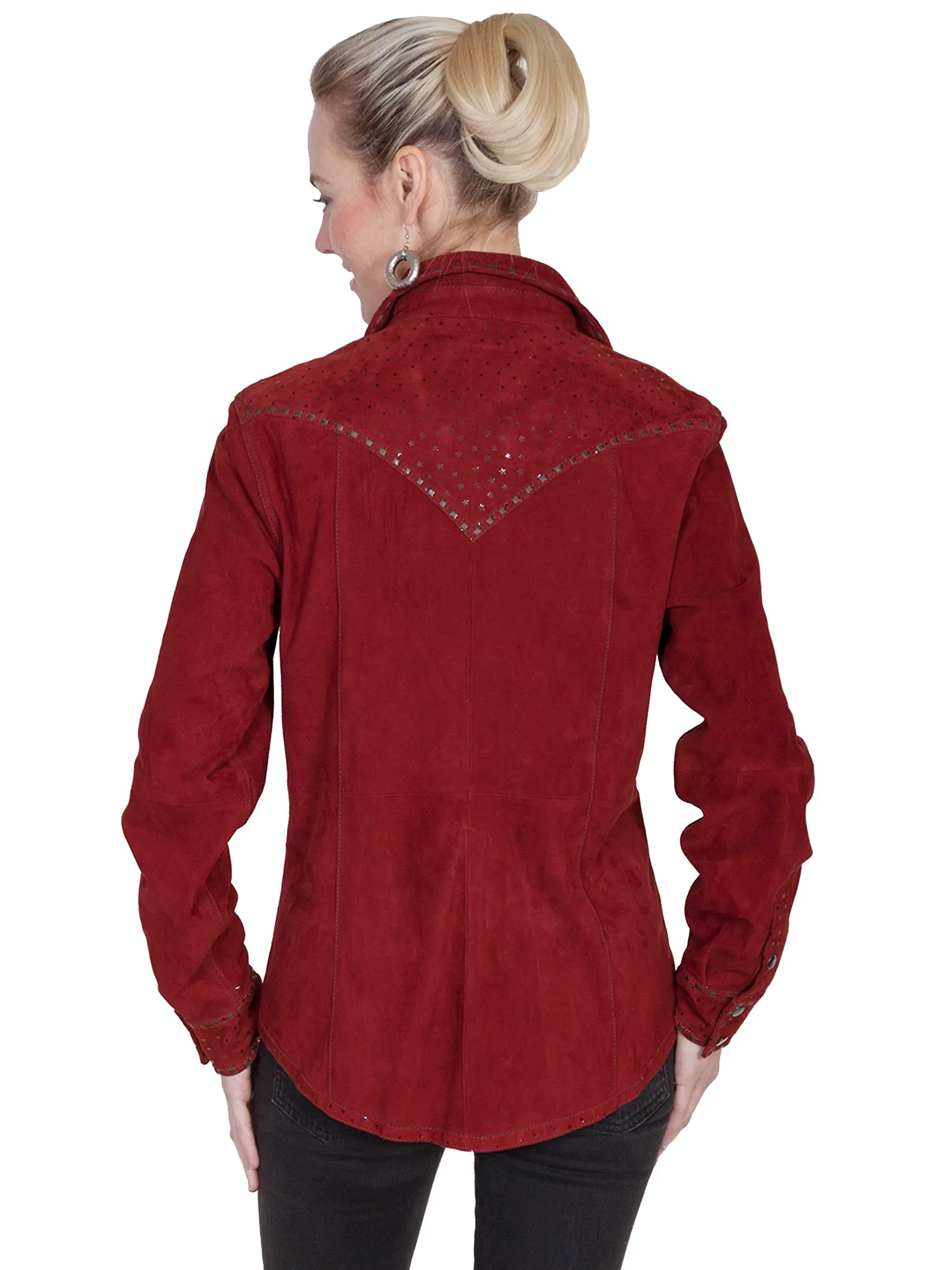 Scully Womens Cranberry Leather Shiny Stars Jacket