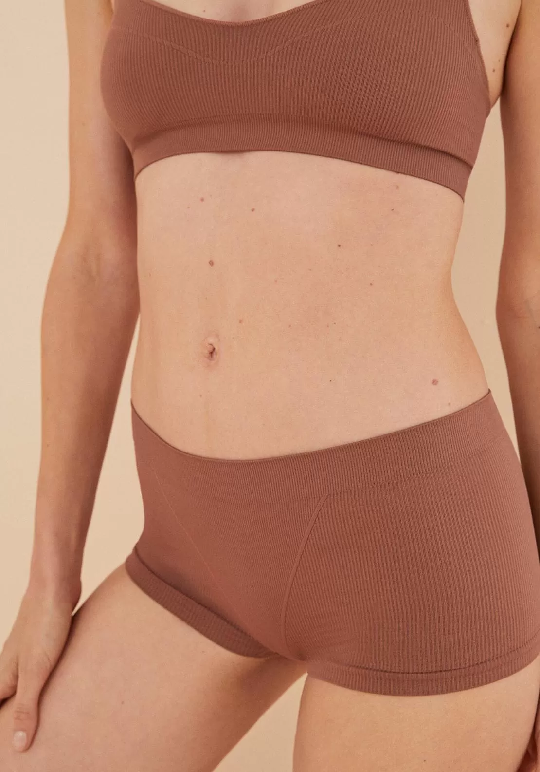 Seamless Boyshort Panty - Brown