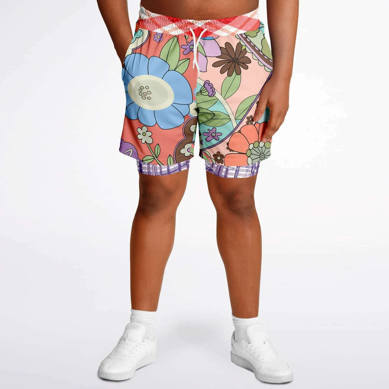 Serendipity Peach Floral Compression Activity Shorts