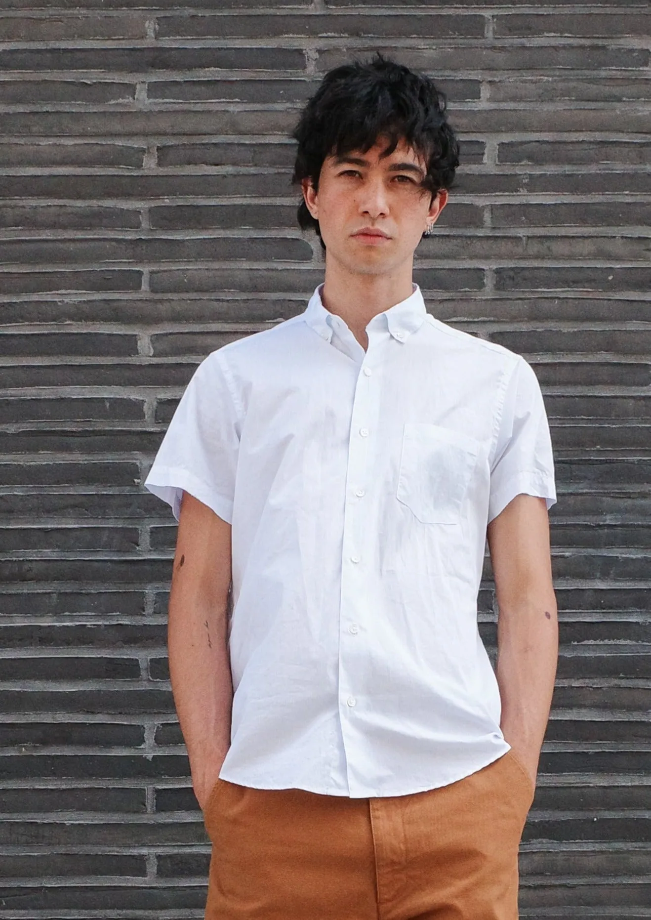 Short Sleeve Single Needle Shirt, Blue Micro Stripe