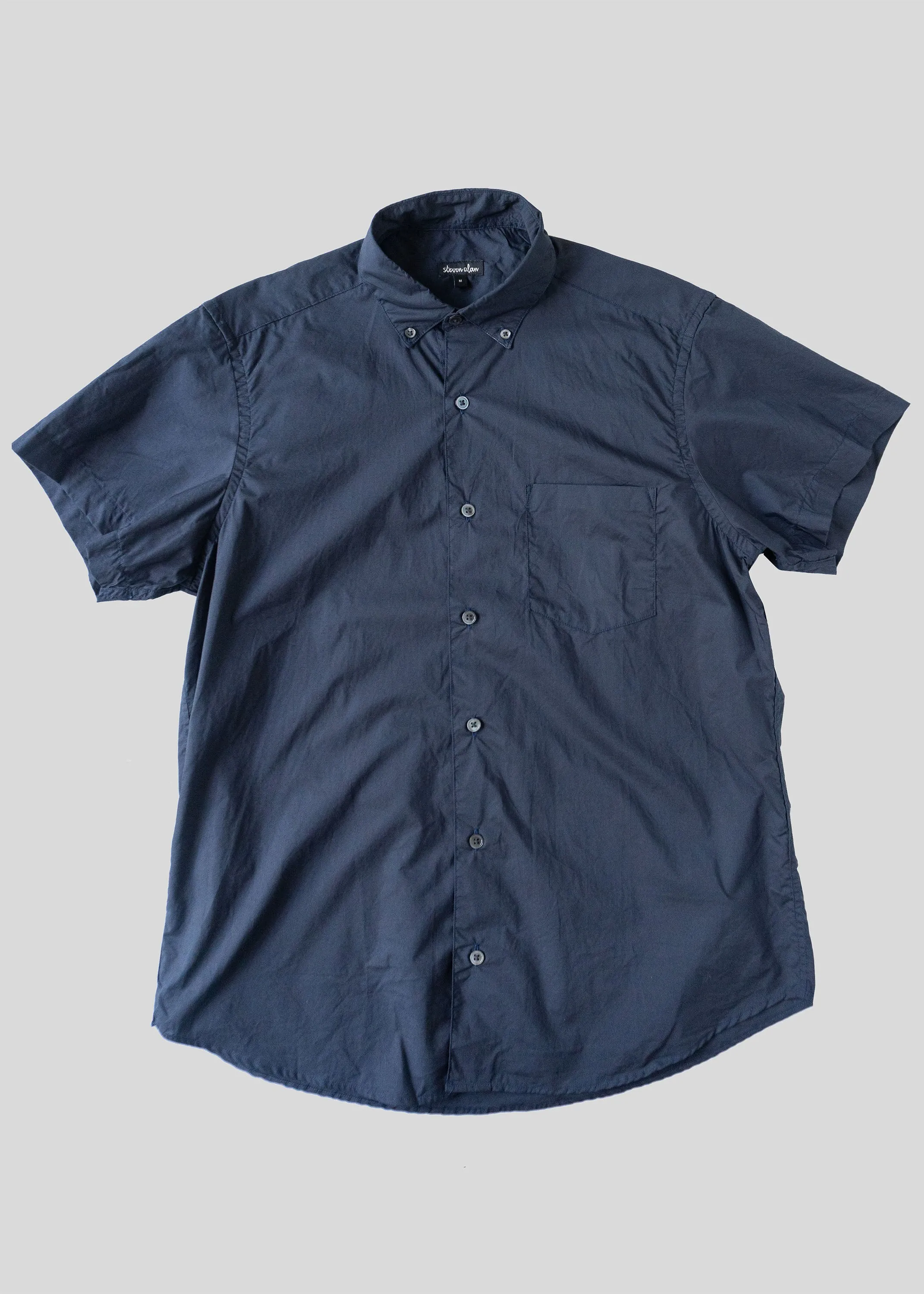 Short Sleeve Single Needle Shirt, Dark Cobalt Blue