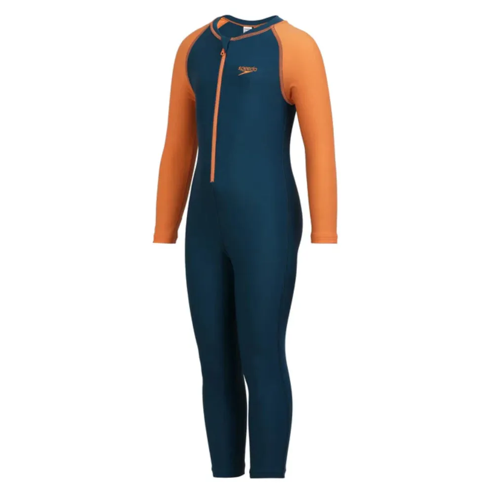 Speedo Boy's Color Block All In 1 Swimming Suit (Dark Teal/Sweet Apricot)