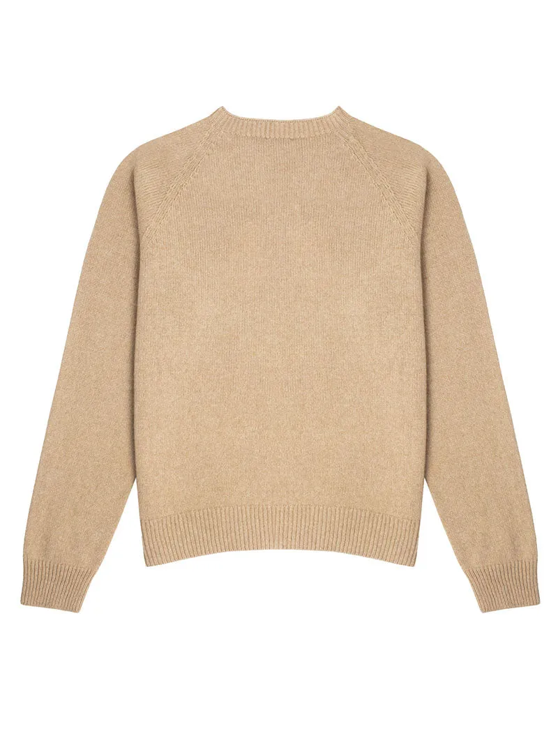 Sunspel Womens Lambswool Crew Neck Jumper Light Camel