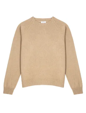 Sunspel Womens Lambswool Crew Neck Jumper Light Camel