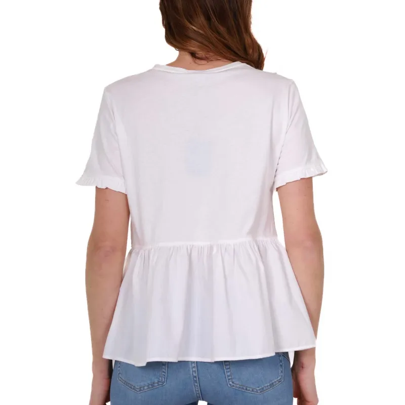 T-SHIRT CON BALZA AL FONDO, BIANCO