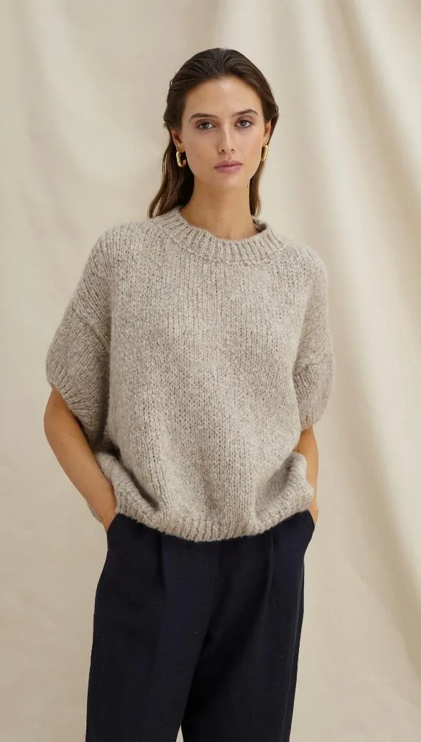 The Sleeveless Rosalia Sweater by Charli London - Oatmeal