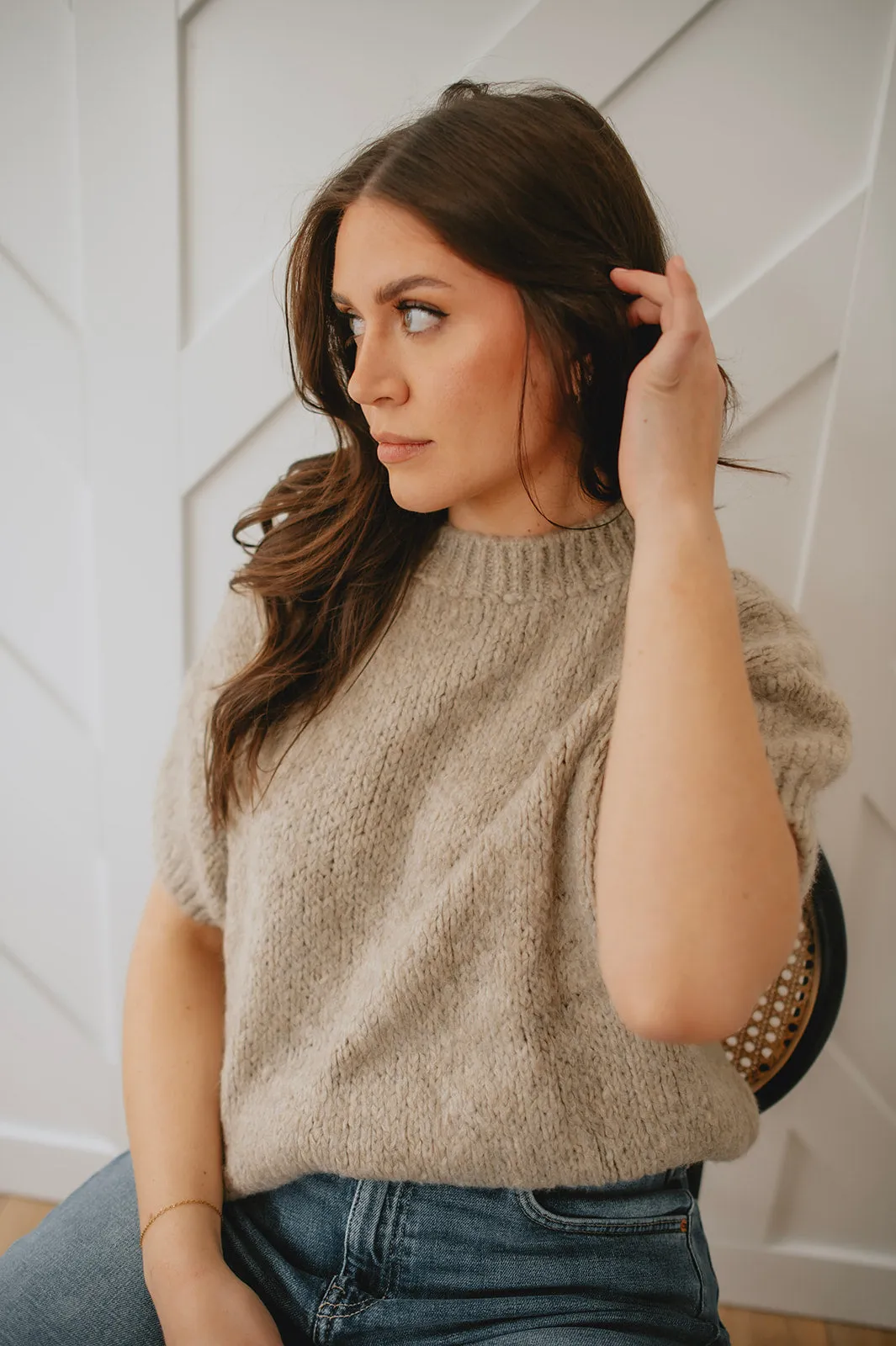 The Sleeveless Rosalia Sweater by Charli London - Oatmeal