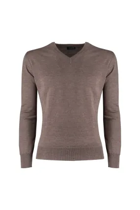 Tobacco Brown V-neck Sweater