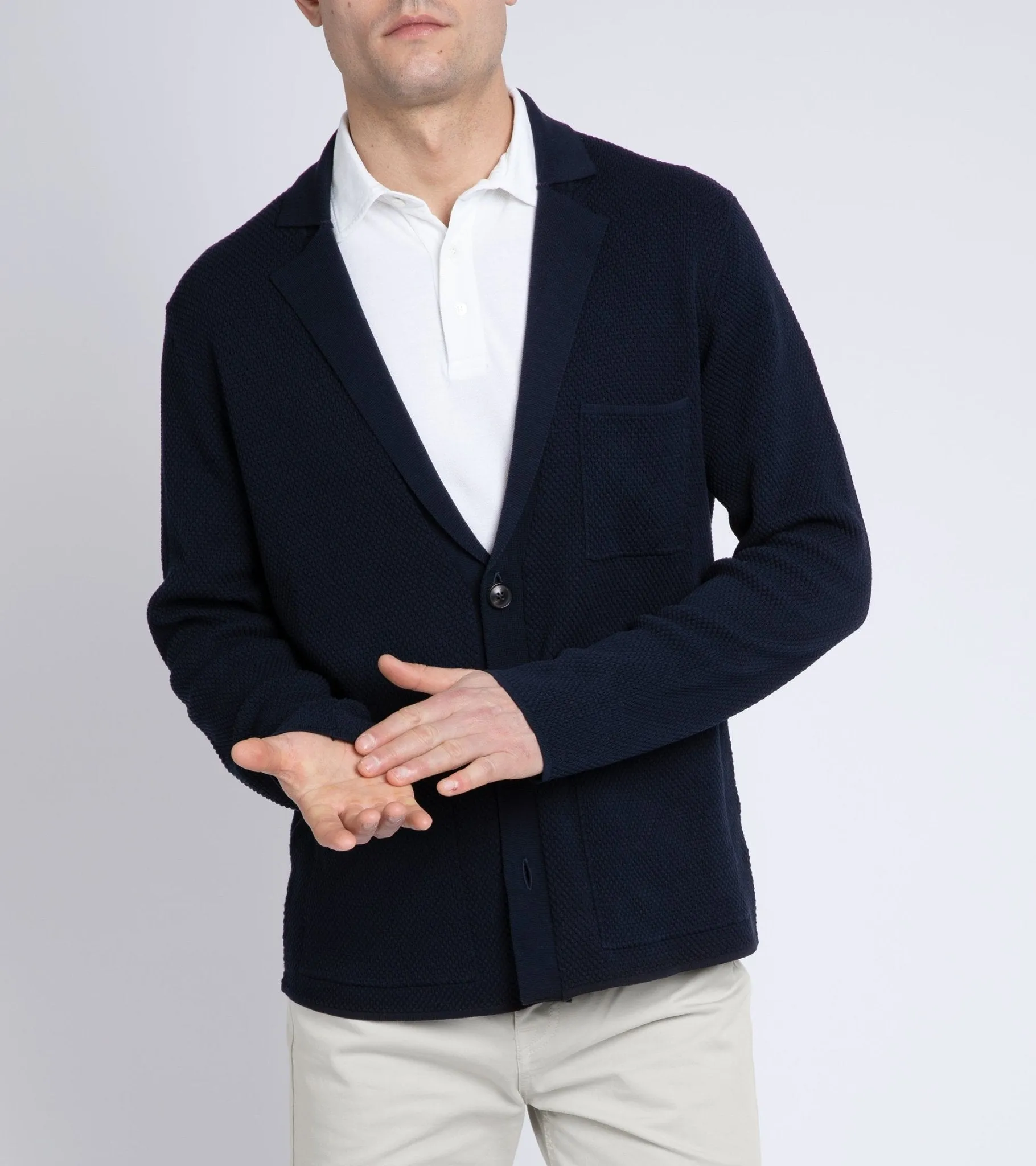 Trunk Waverton Organic Cotton Knit Blazer: Navy