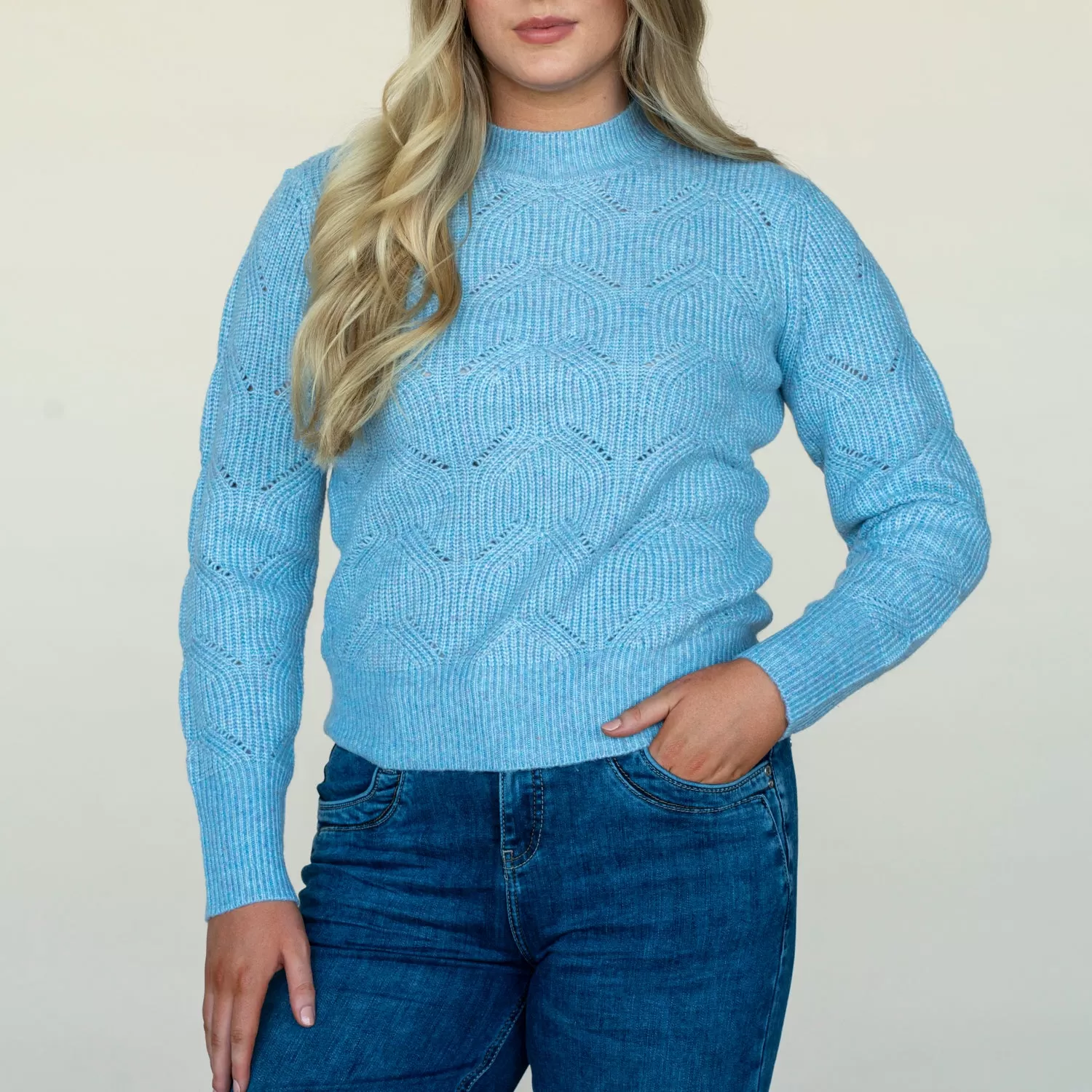 Twisted Pointelle Sweater - Blue