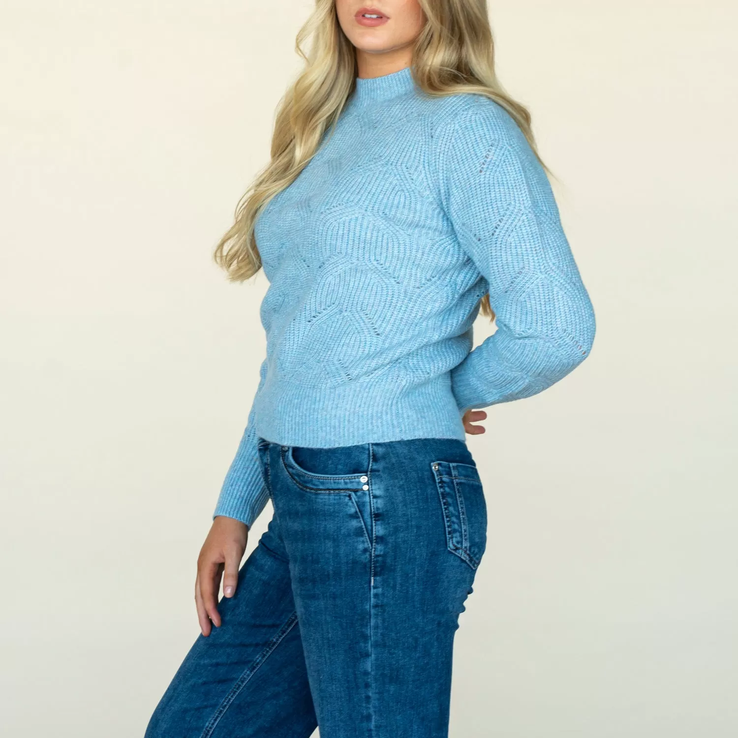 Twisted Pointelle Sweater - Blue