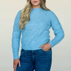 Twisted Pointelle Sweater - Blue