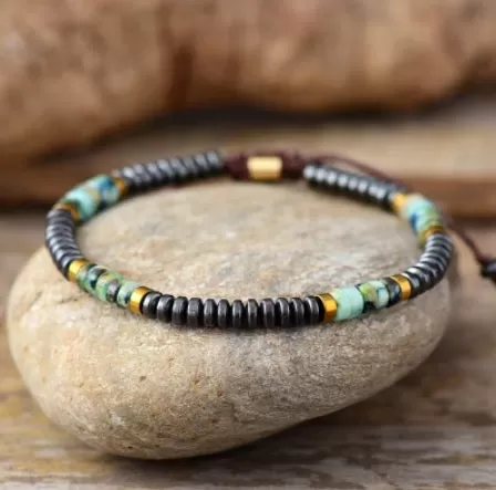 Unisex Matte Jasper Hematite Macrame Bracelet For Him or Her