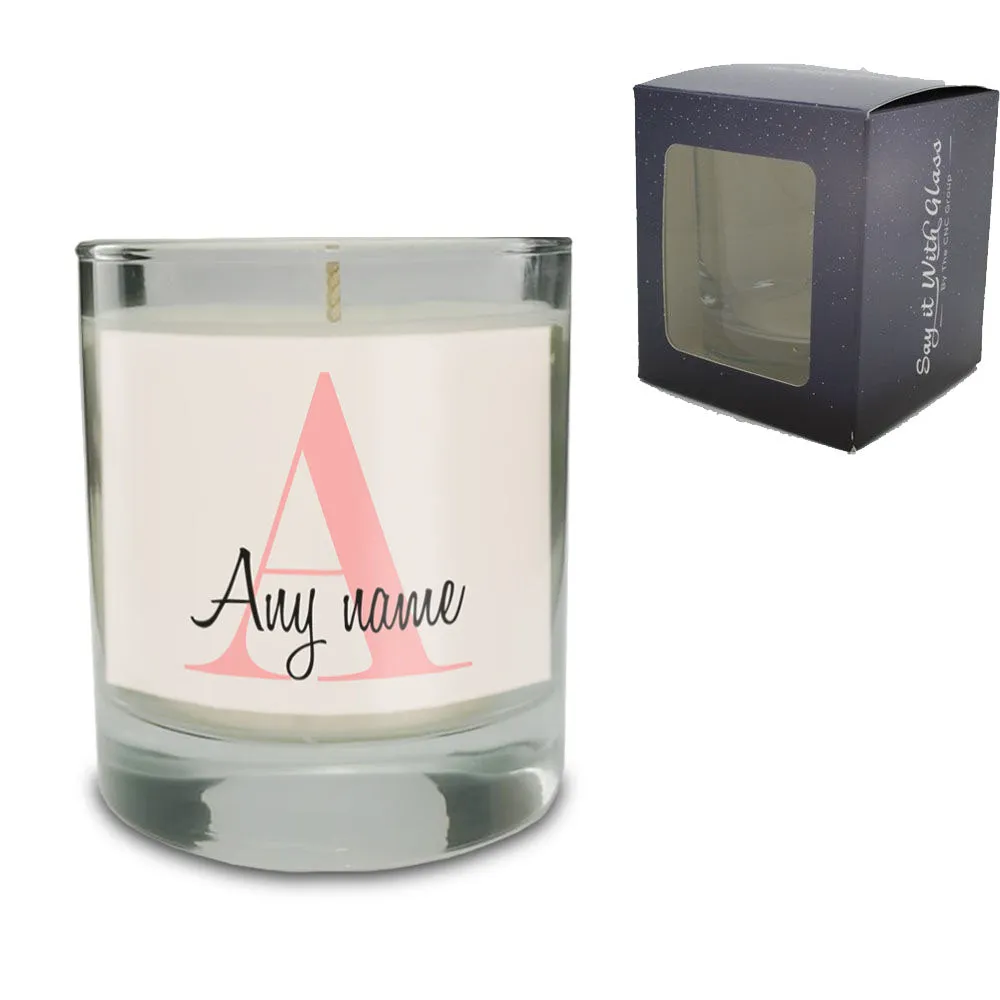 Vanilla Scented Candle with Initial and Name Label