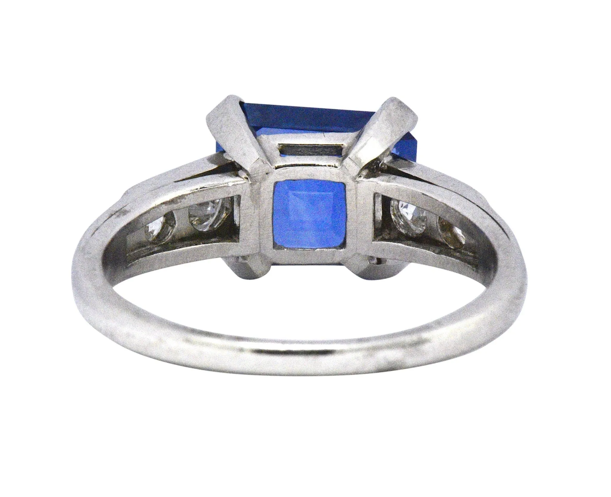 Vintage 4.11 CTW Unheated Ceylon Sapphire & Diamond Palladium Alternative Ring AGL