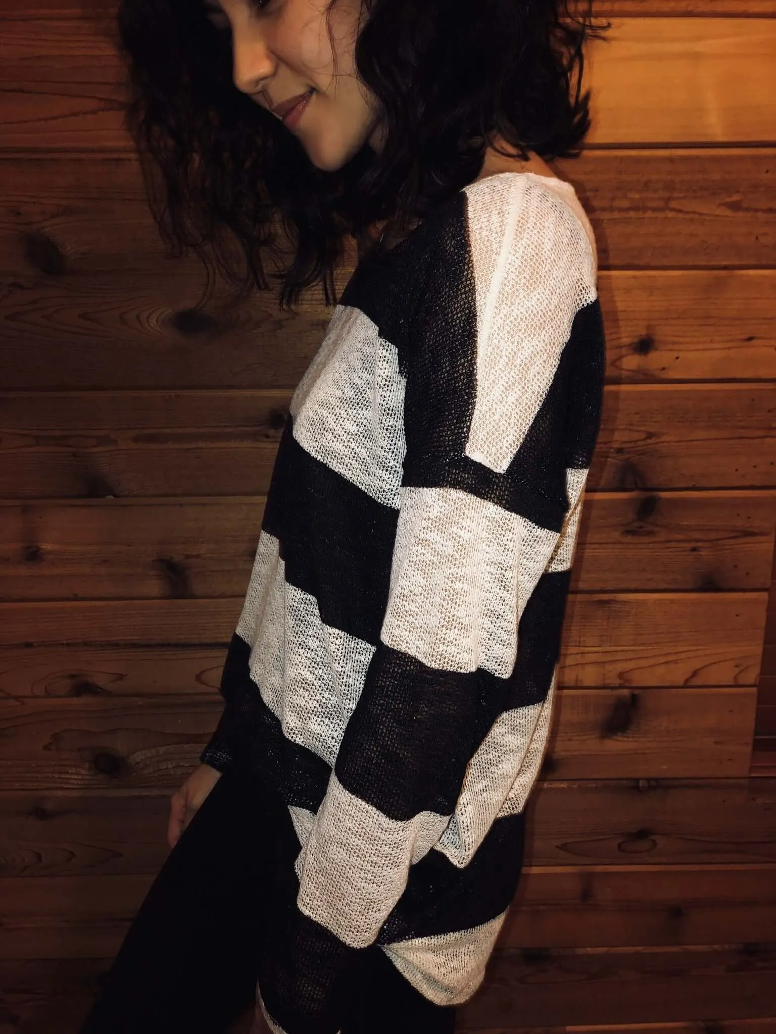 White and Black Striped Top