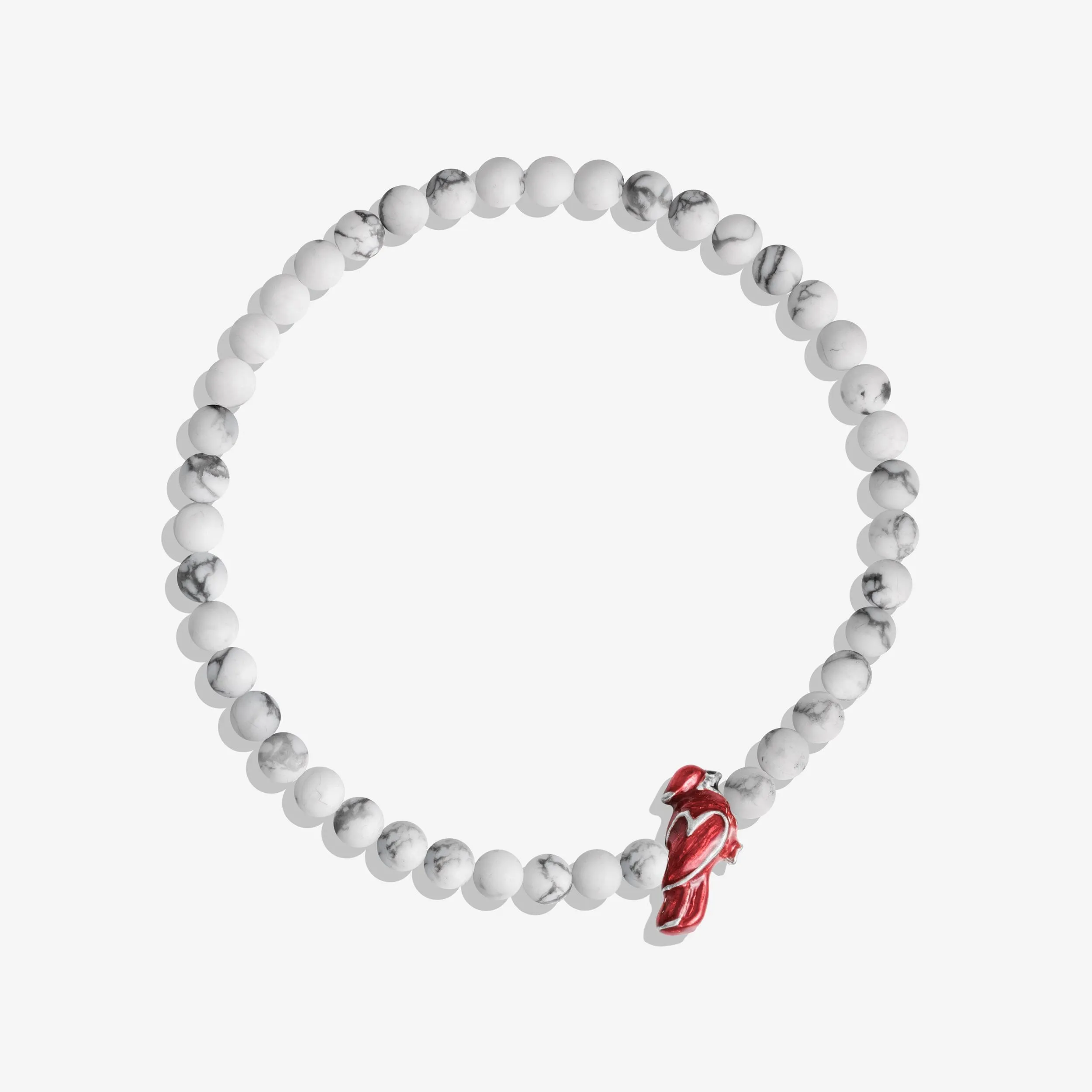 White Howlite / Red Cardinal Stretch Bracelet