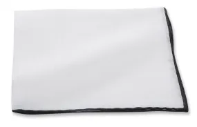 WHITE LINEN WITH BLACK BORDER POCKET SQAURE