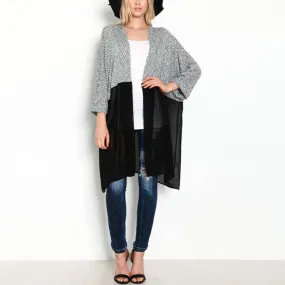 Women Bat Sleeved Long Casual Coat Cardigan Knitted Patchwork Shirt SM6