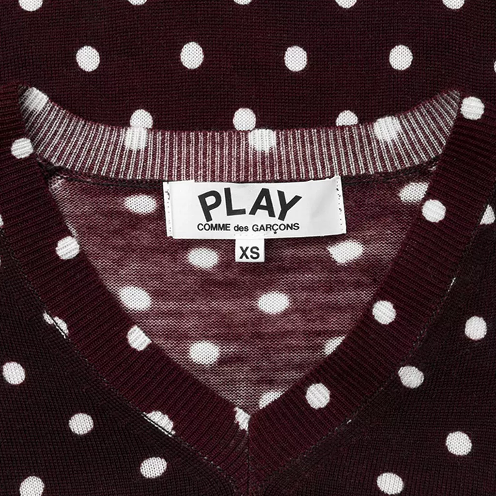 Womens Polka Dot Sweater - Burgundy