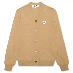 Woven V-Neck Cardigan - Camel