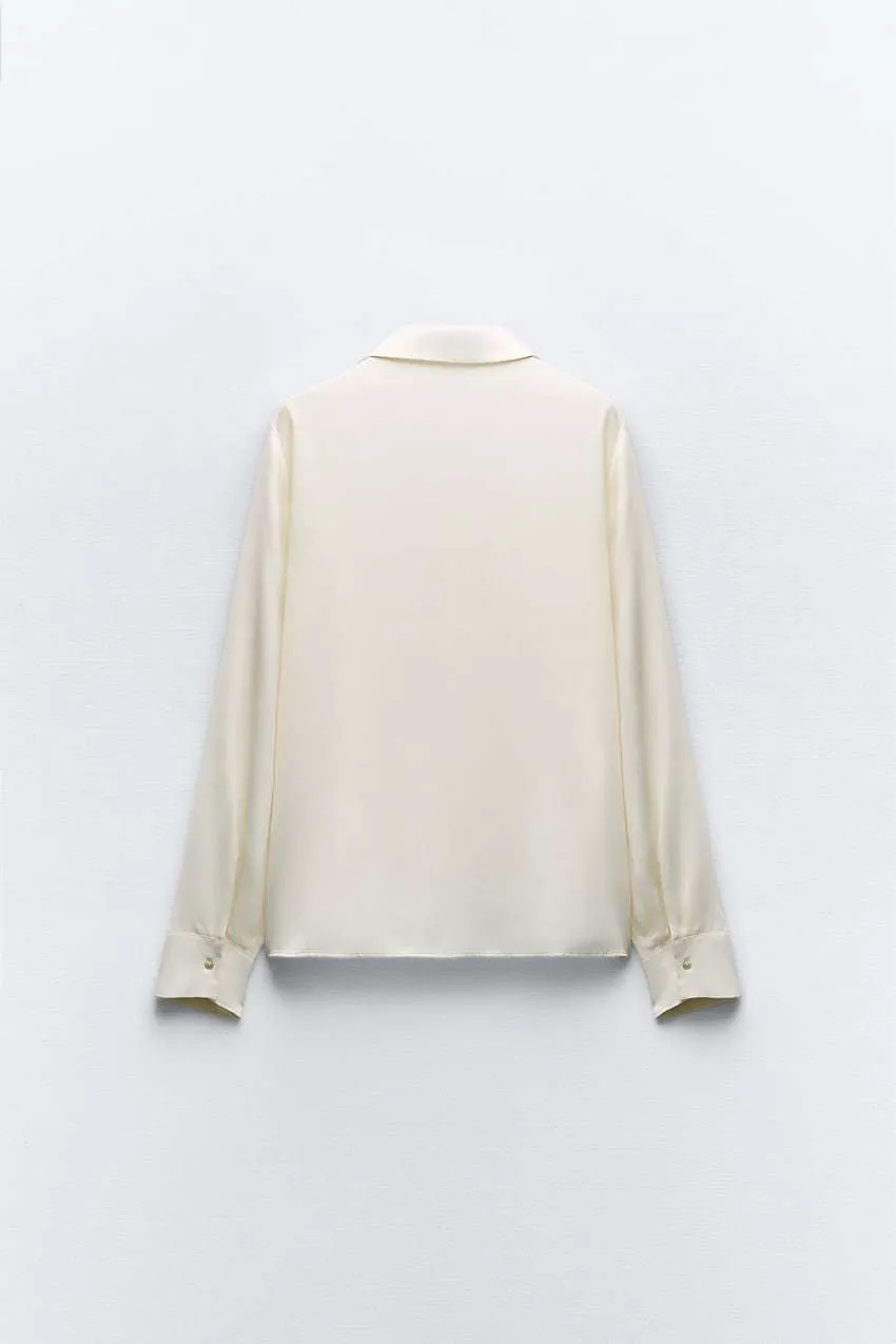 ZARA  |SATIN EFFECT TIE COLLAR SHIRT