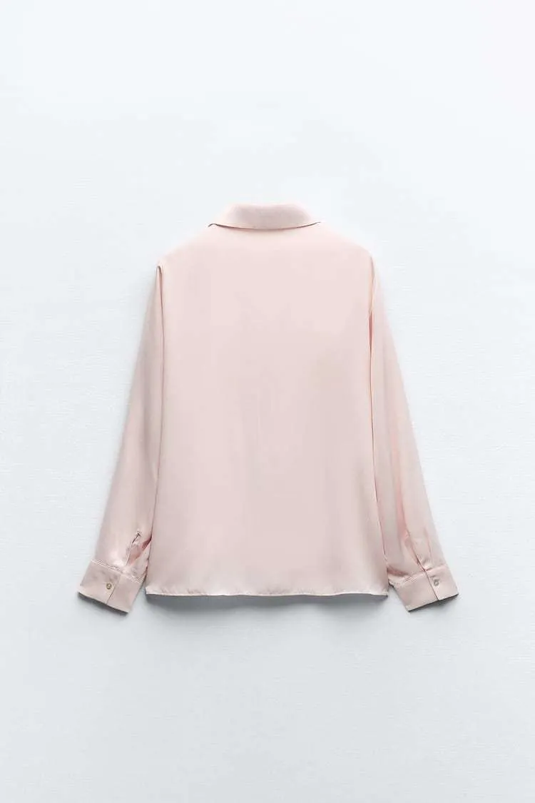 ZARA  |SATIN EFFECT TIE COLLAR SHIRT